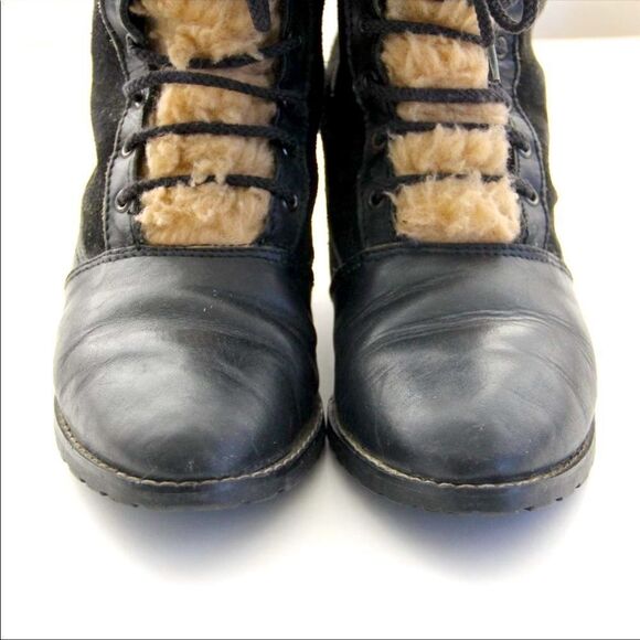 Vintage Romanian Black Leather & Shearling Boots - Picture 9 of 10